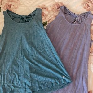 Blue and purple athletic tanks